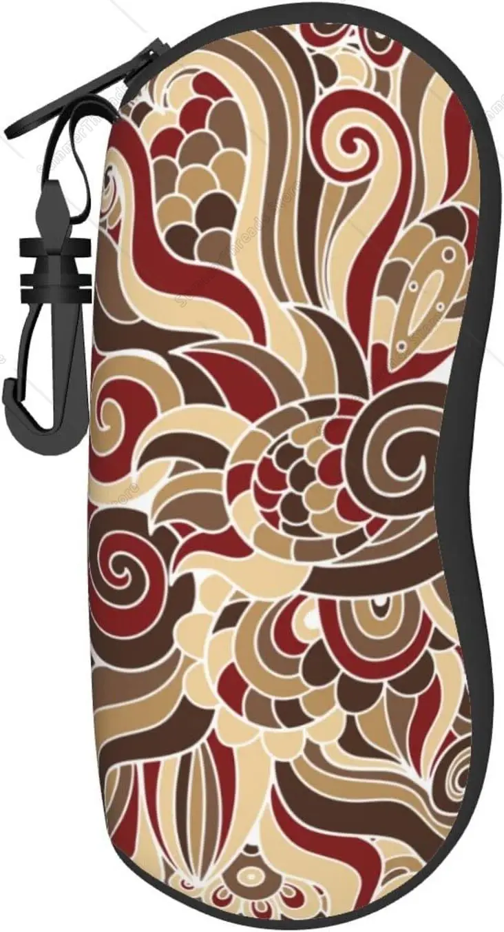 

Abstract Flower Floral Deco Vintage Sunglasses Case for Men Women Soft Ultra Light Neoprene Zipper Eyeglass Case with Belt Clip