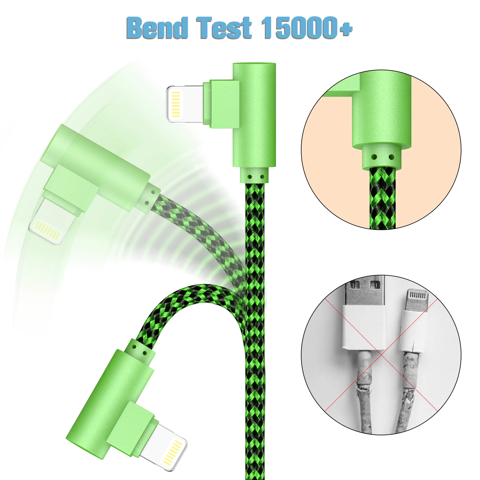 

90 Degree Fast Charge USB Cable For iPhone 11 12 13 14 Pro X XS Max SE 6 S 7 8 Plus Wire Origin Long 3m Charger Data Cord 3m