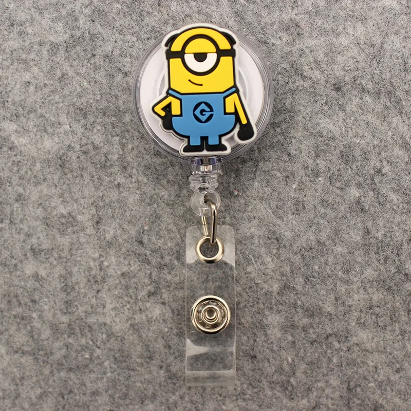 Funny Cartoon Yellow Boys Badge Reel Nurse Workers Enfermera ID Holder Girl Boy Retractable Name Card Holder Accessory