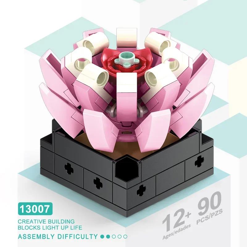 MOC Blume Sukkulenten Topf Modell Baustein DIY Ewige Bouquet Hause Schreibtisch Pflanze Dekor Ziegel Mädchen Geschenk Kinder Junge Geschenk Spielzeug