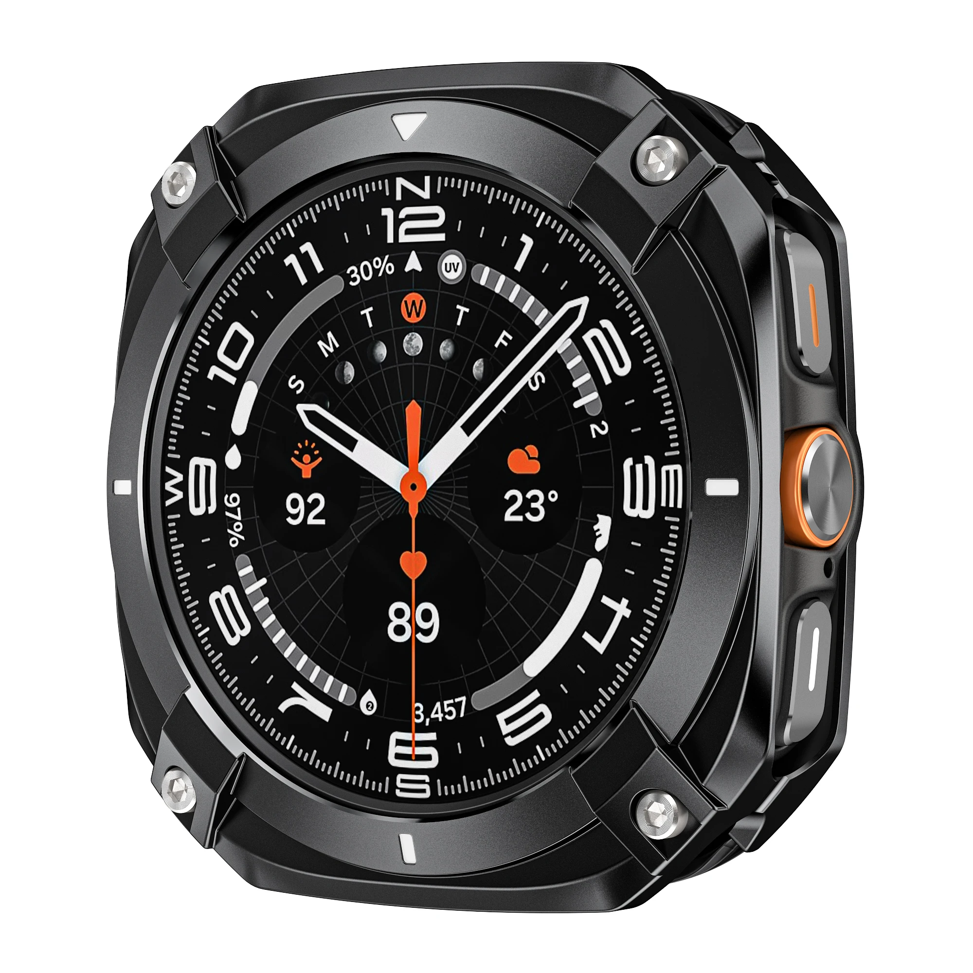 

Для Samsung Galaxy Watch Ultra 47 мм Защитный чехол Cyber Style Металлический чехол для ПК - черный / белый
