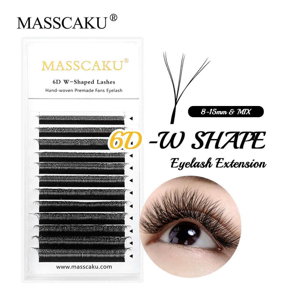 

Custom 4D 5D 6D W Shape Hand Waved Premade Volume Fans Eyelashes Extensions Full Dense Natural Soft Light Professional Lashes