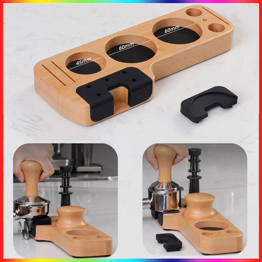 

25cm Wooden Coffee Tamper Holder Coffeeware Portafilter Tamper Stand Teaware Pine Wood Coffee Powder Seat Coffee Lever Tool