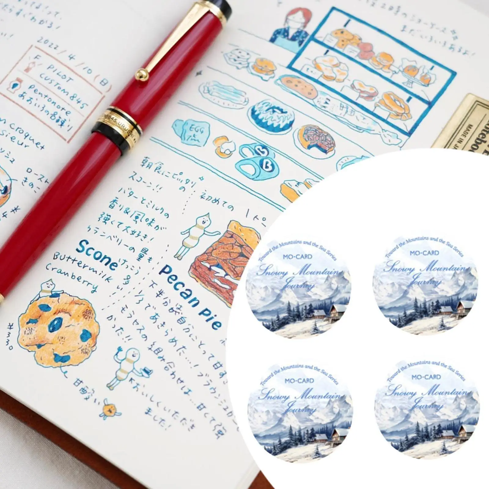 4x Scrapbook Pet Tape DIY Snow Mountain Themed for Card Making Stationery