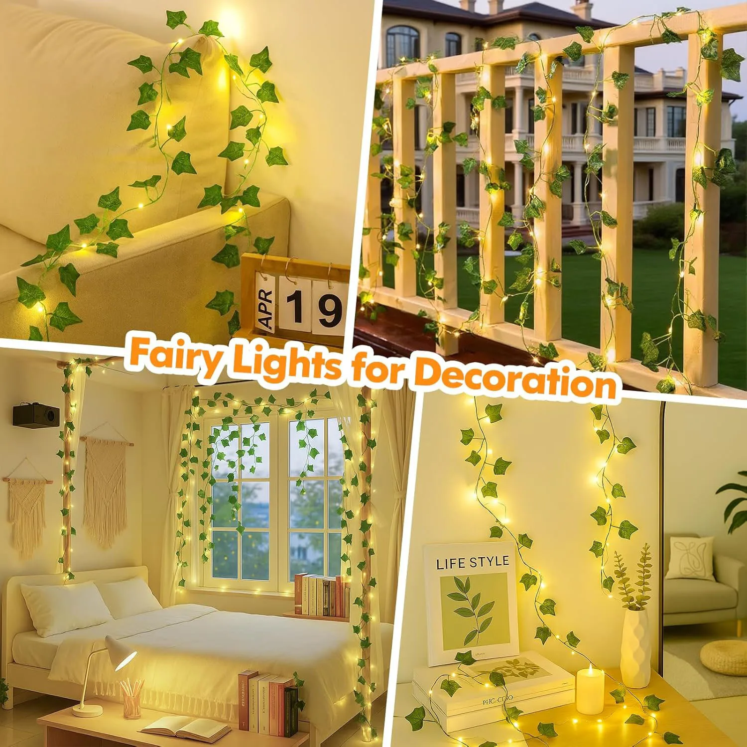 New Style Flower Leaf Vine Fairy Lights - USB Charging & Battery Powered for Christmas Tree Wedding Home Decor