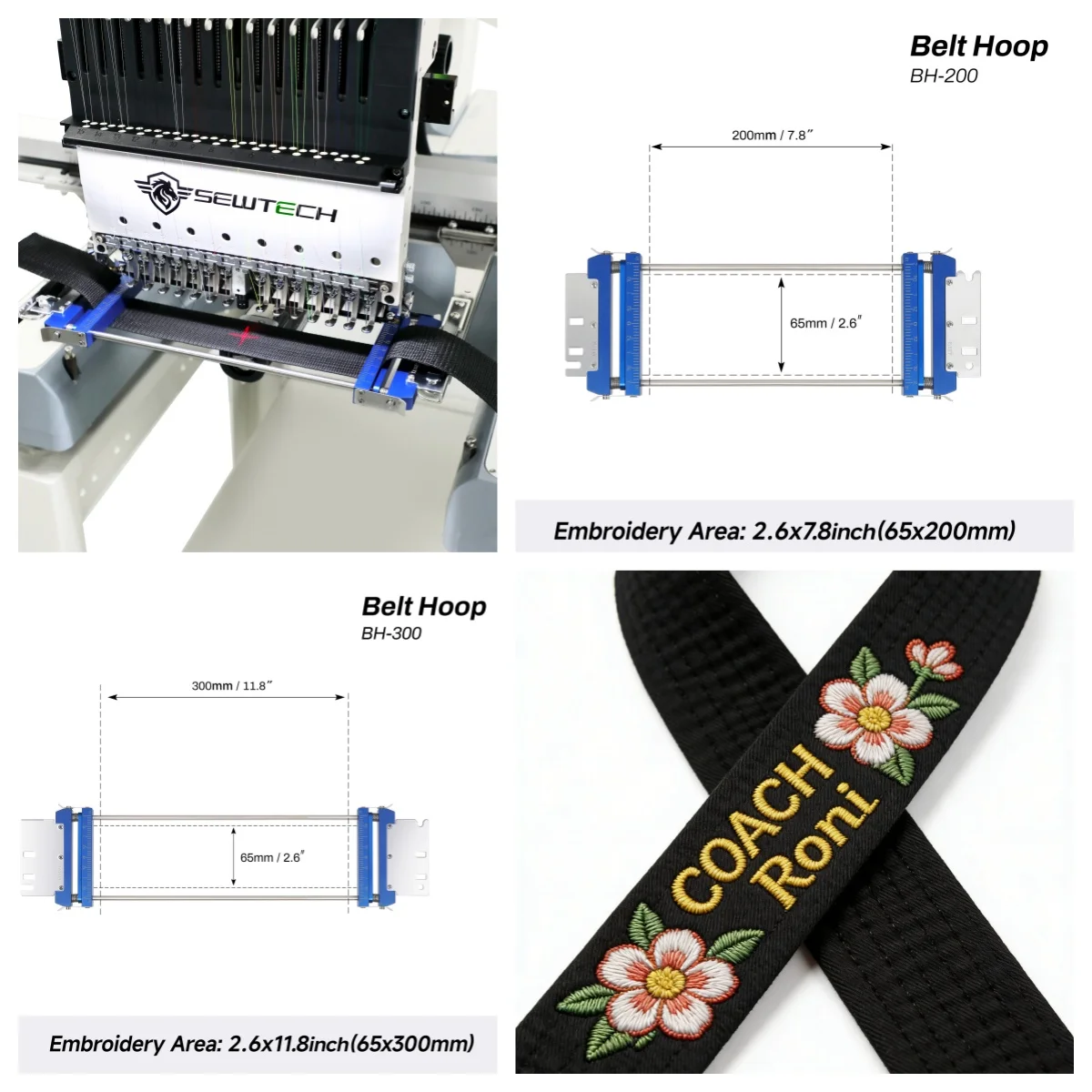 

Metal Frame Belt Embroidery Hoop for SWF Embroidery Machine Ideal for DIY Karate Belts, Pet Collars, Name Tapes Sashes etc