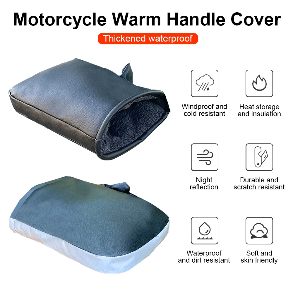

1Pair PU Waterproof Motorcycle Handlebar Covers Winter Thickened Warm Handle Cover Muff Arm Warmer Cycling Padded Gloves
