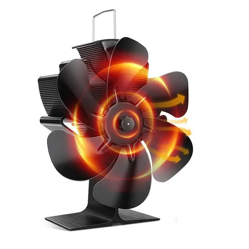 

Вентилятор для камина с 6 лопастями, самогенерирующий тепло, для дровяных печей, тихий, экологичный, эффективное распределение тепла