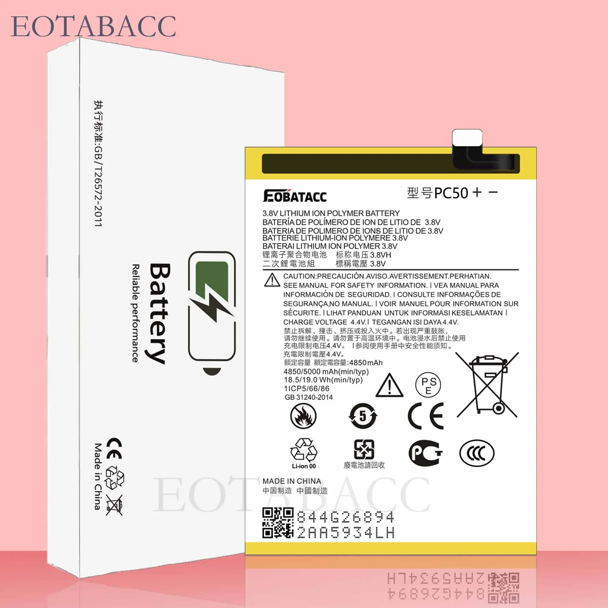 EOTABACC 100% New Original PC50 Battery For Motorola G14 Battery +Tools