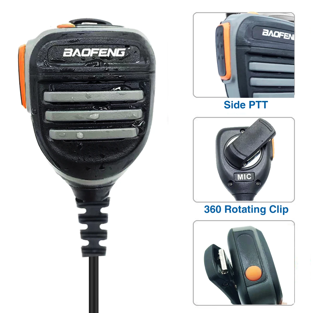 Baofeng Profession Waterproof Shoulder Speaker Microphone For UV-10R 888S UV-5R UV-16 Walkie Talkie 2 Pin MIC Two Way Ham Radio