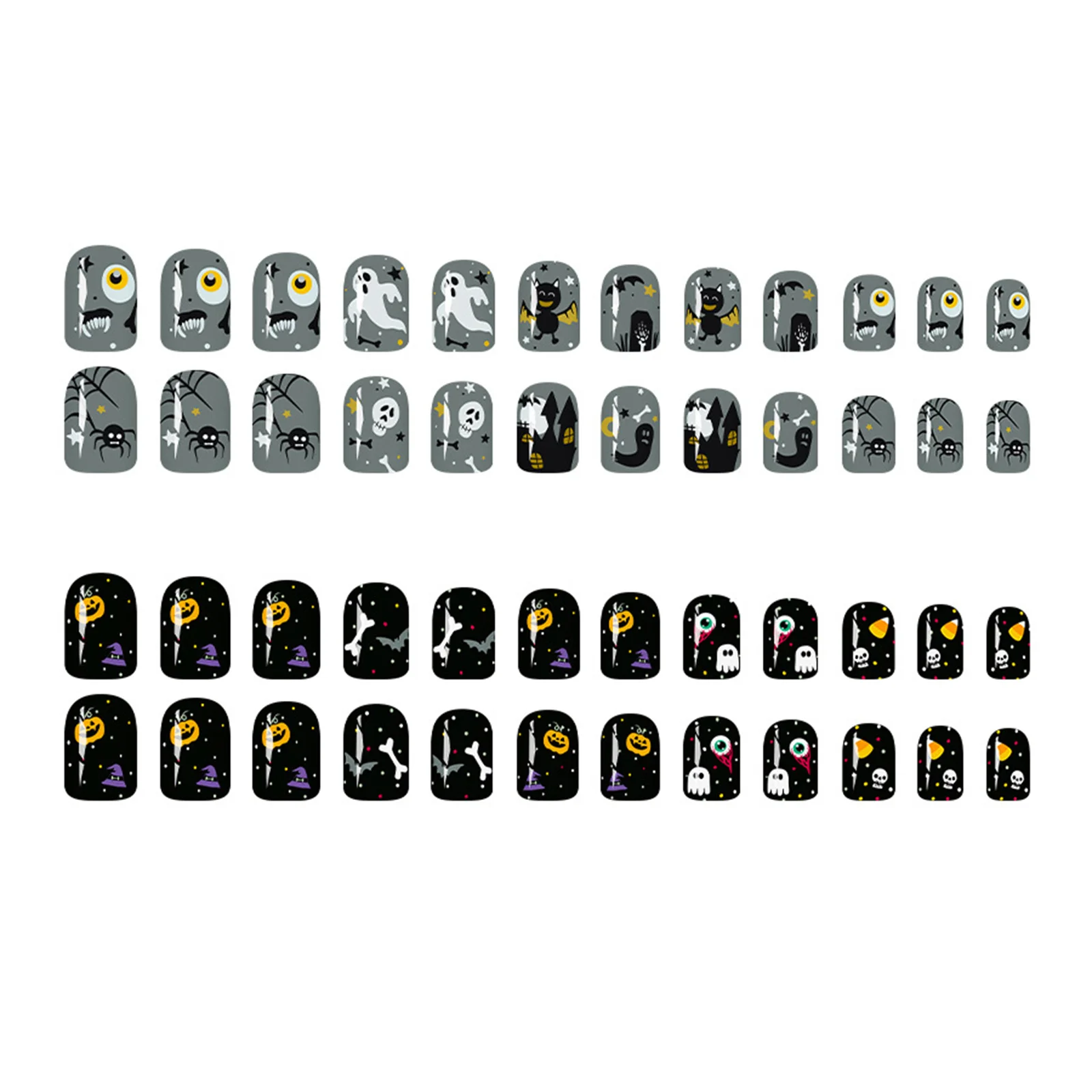 Halloween Party Press On Nails Glossy Square False Nails for Cosplay Photo Props Eco-Resin Spooky Festive Manicure Kit