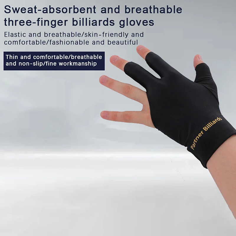 

Men'S And Women'S Pure Cotton Single Left Hand Snooker Three Finger Anti Slip Breathable Gloves