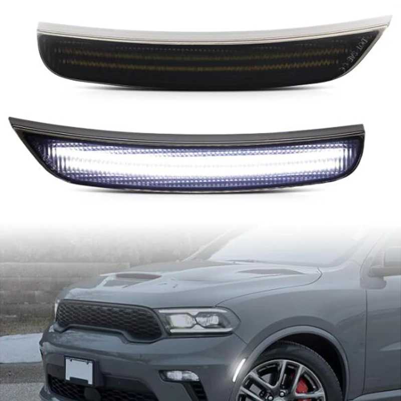 2 uds LED para Durango luz LED de posición lateral 2021 2022 2023 2024 Dodg'e Durango parachoques delantero guardabarros lámpara de marcador lateral xenón
