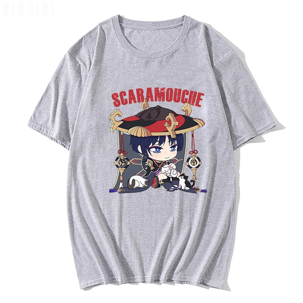 T Shirt Genshin Impact Anime Kunikuzushi Print Oversized Tees Vintage Short Sleeve Women100% Cotton Harajuku Graphic Scaramouche