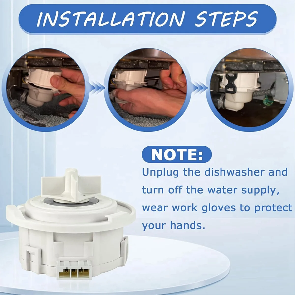 Dishwasher Drain Pump EAU62043401 EAU62043403 for Ken-More Dishwasher/Dryer, Replace EAU60710801 EAU60710802