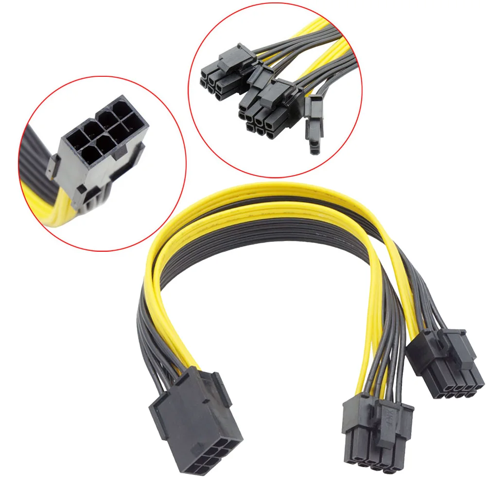 

Hot 10PCS 8-Pin PCI Express to 2 x PCIe 8 (6+2) Pin Motherboard Graphics Video Card PCIE GPU VGA Splitter Hub Power Supply Cable