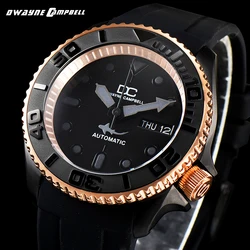 42mm DIY Custom Luxury Sapphire NH36 Automatic Mechanical Watch Men's Rose gold Black Wrist Watch Swimming Date Male Clock