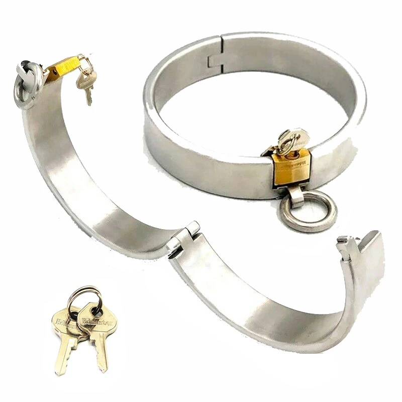 Heavy Duty Stainless Steel Lockable Slave Neck Collar Bdsm Choker O Ring Bondage Lock Restraint Adult Sex Toys For Women Men