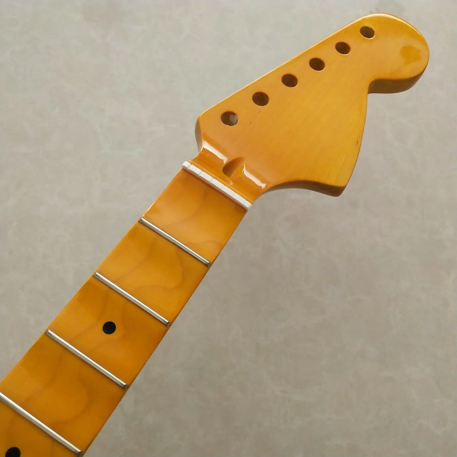 Gloss Big head Full scalloped Guitar neck 22 Fret Maple Fretboard Yellow parts