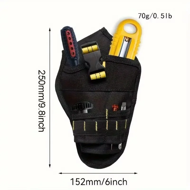 1pc Multi-Pocket Electric Drill Tool Bag - Durable Polyester Construction, Hanging Waist Bag Design, Ele
