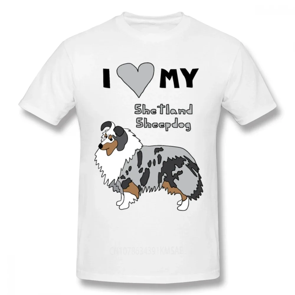 I Love My Shetland Sheepdog T-shirt For Men Plus Size Men Cotton Tees Streetwear