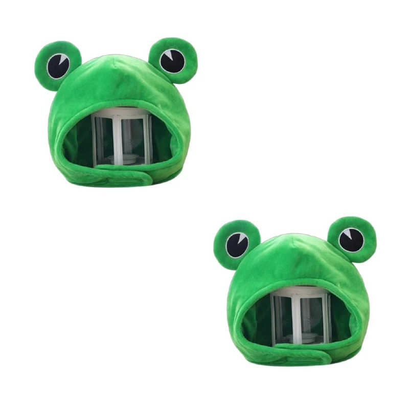 Novelty Funny for Frog Eyes Cartoon Plush Hat Toy Green Full Headgear Cosplay Dress Up Prop Drop shipping