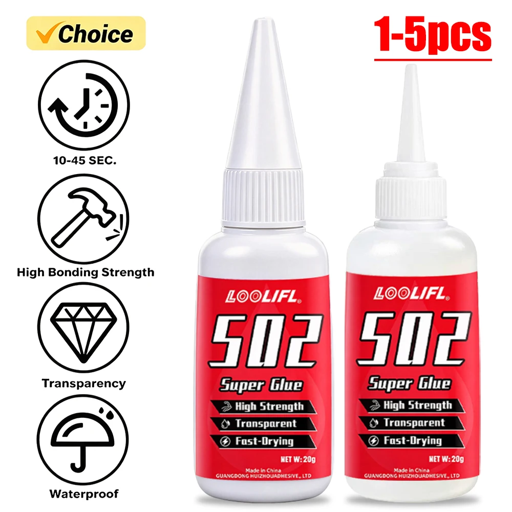 502 Super Glue  Fast Drying High Strength Transparent Waterproof Instant Adhesive for Metal  Plastic Wood Ceramic Rubber Repair