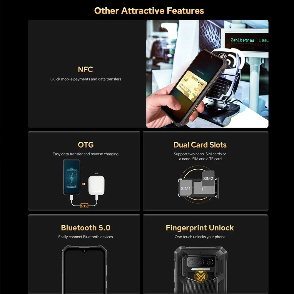 Oukitel WP23 Plus 4G Rugged Smartphone Android 14 6.52"  8GB+256GB Unisoc T606 Octa-core Mobile Phone 10600mAh Battery 13MP NFC