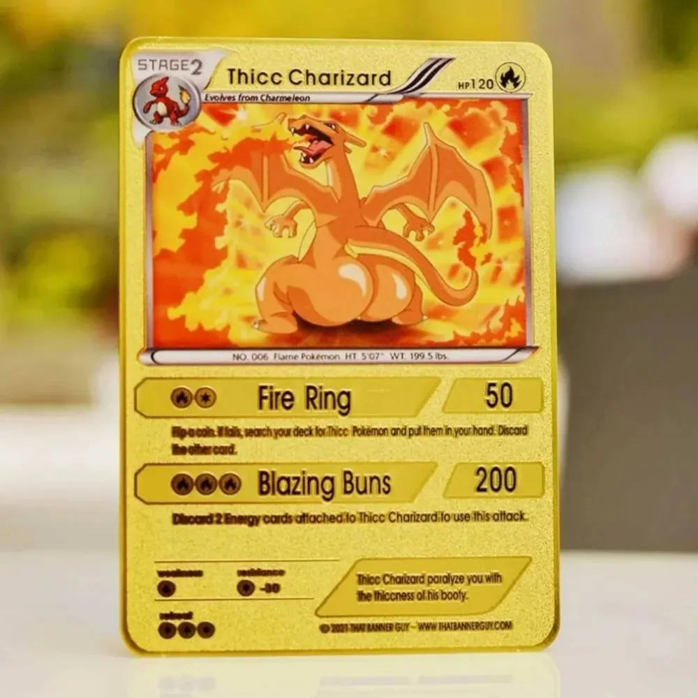 

Pokemon Cards Gold Metal Pokémon Letters Thicc Charizard Vmax Mario Gx Pikachu Vaporeon Vstar Anime Board Games Kids Toys Gifts