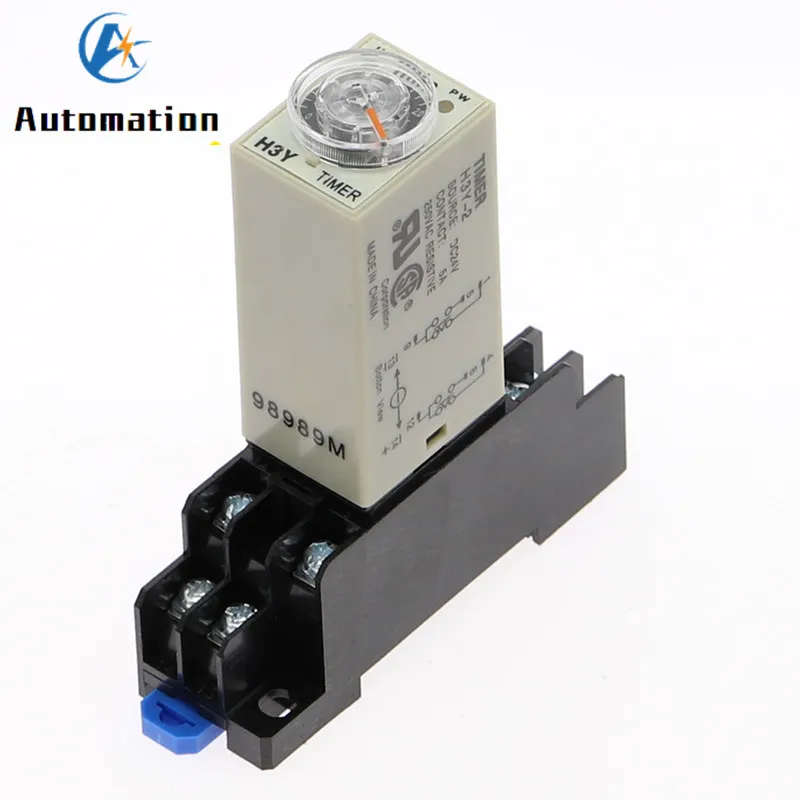Power-on Delay Rotary Knob DPDT 1S/5S/10S/30S/60S/3M/5M/10M/30M Timer Timing Time Relay DC 12V H3Y-2 With Base Socket PYF08A