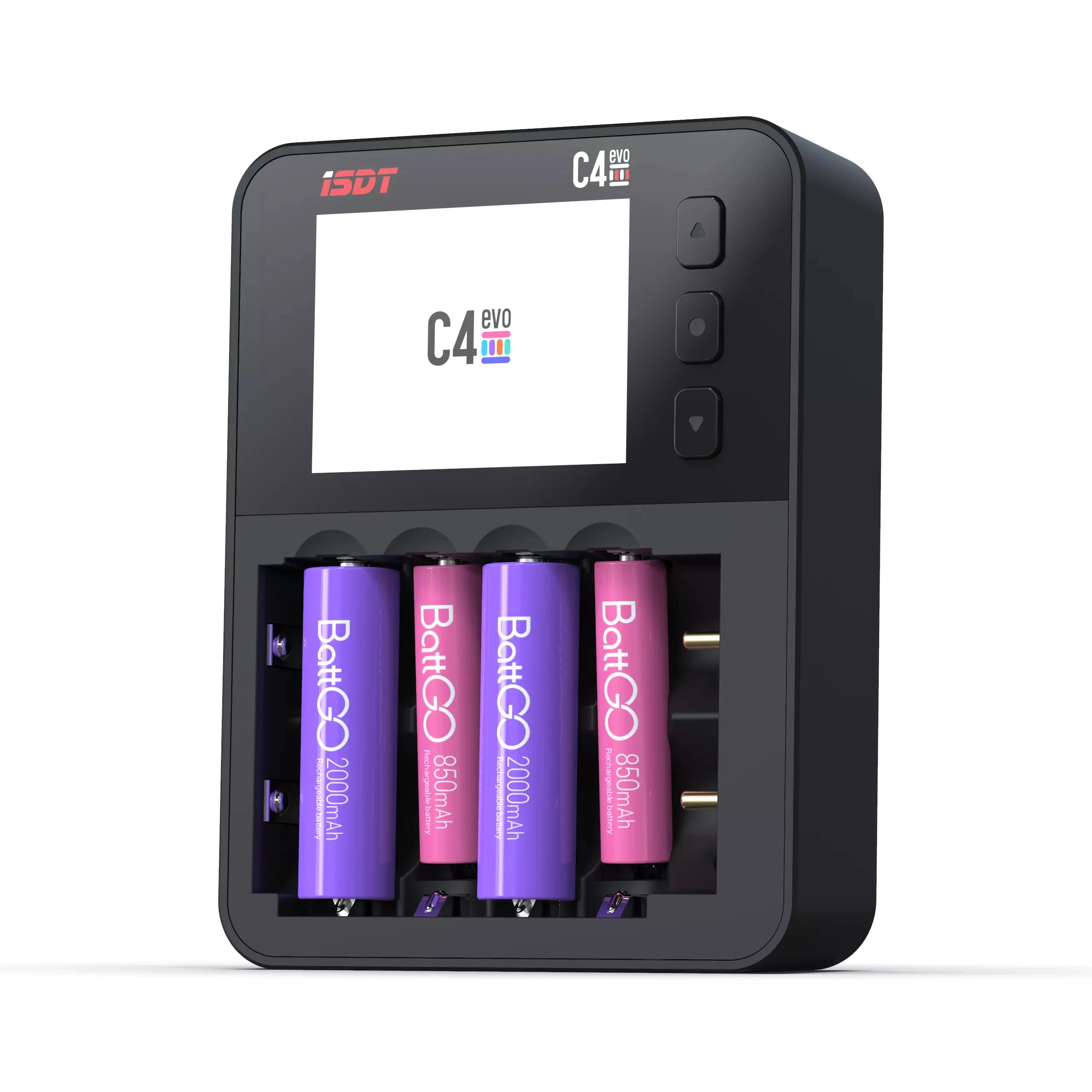 

ISDT C4 EVO Smart Battery Charger with Type-C QC3.0 Output for AA AAA Li-ion Battery with IPS Display Screen and Fire Prevention