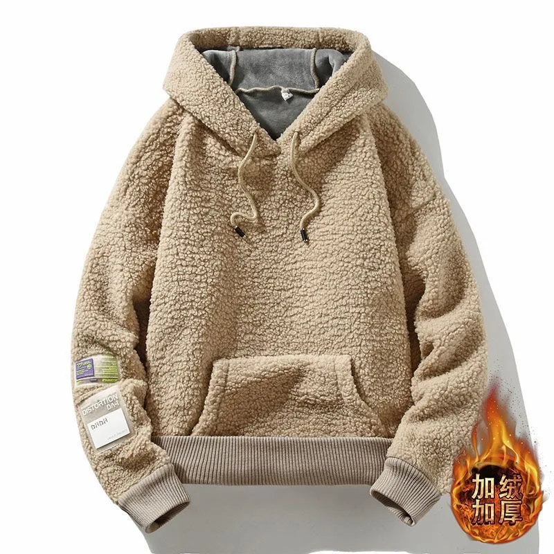 

2024 Autumn and Winter New Fashion Trend Solid Color Thick Warm Hoodie Men's Casual Loose Sports Large Size High Quality Coat