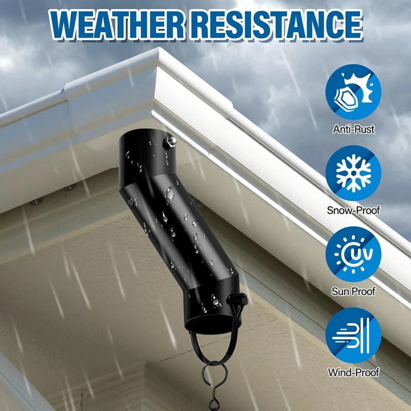 Rain Chain Gutter Adapter Black Installation Suit For Gutter Downspout Outlet