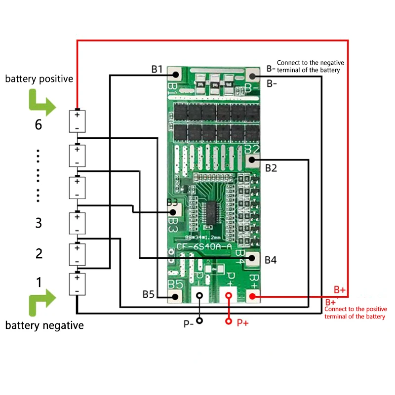 24V 6S 40A 18650 Li-Ion Lithium Battery Poretect Board Solar Lighting Bms Pcb With Balance For Ebike Scooter