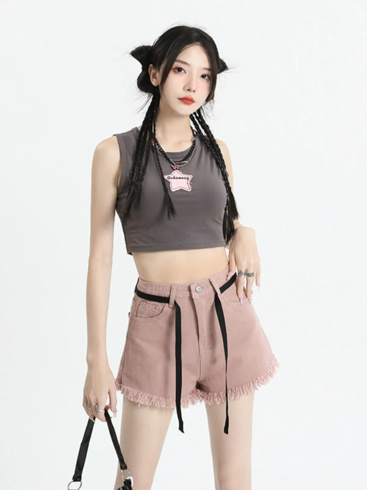 High Waist Denim Shorts Women's Slim A-Line Design Summer New Sweet And Spicy Outerwear Hot Pants Light Blue Cotton Polyester...