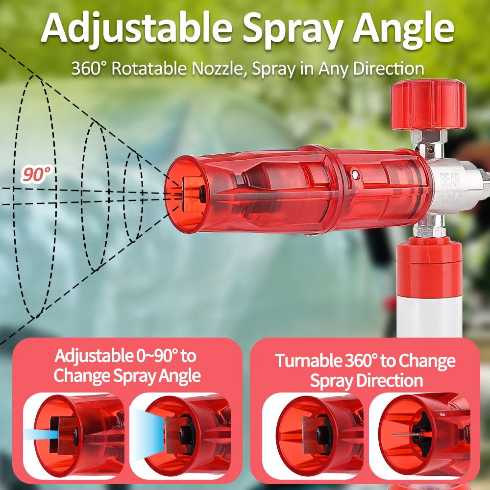BEAR FORCE Unterdruck-Magnetsaugschaumkanone Pro, mit 1/4'' Schnellanschluss, Seifenkanone mit verstellbarer Düse