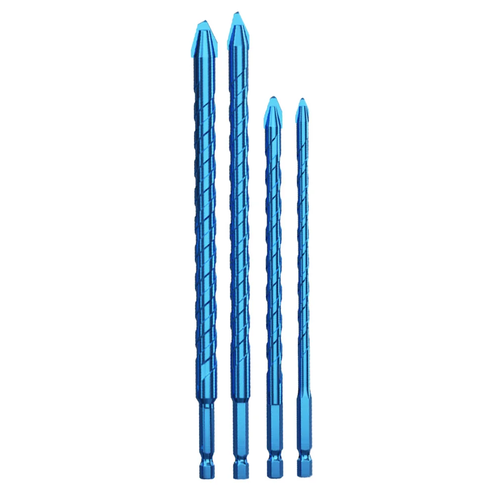 4Pc 1/4'' Hex Shank Drill Bit Eccentric Drill Precision Drilling 6-12mm Glass Tile Ceramic Punching Rock Slab Triangle Drill Bit