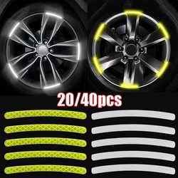 20/40 Stuks Auto Wiel Reflecterende Stickers Band Hub Veiligheidswaarschuwing Strips Auto Motor Fietsband Hub Styling Nacht reflector Decal