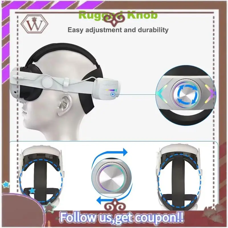 Ремешок на голову ABBG-Elite с RGB-подсветкой для Meta Quest 3, детали VR + аккумулятор 8000 мАч, удобный ремешок на голову, белый для киберспорта
