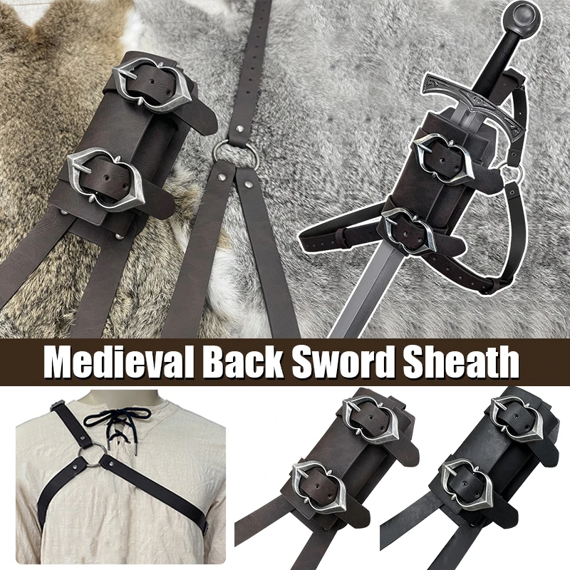 Medieval Shoulder Strap Sword Holder Shoulder Back Sheath Larp Knight Weapon Rapier Belt Holster Scabbard Cosplay Costume