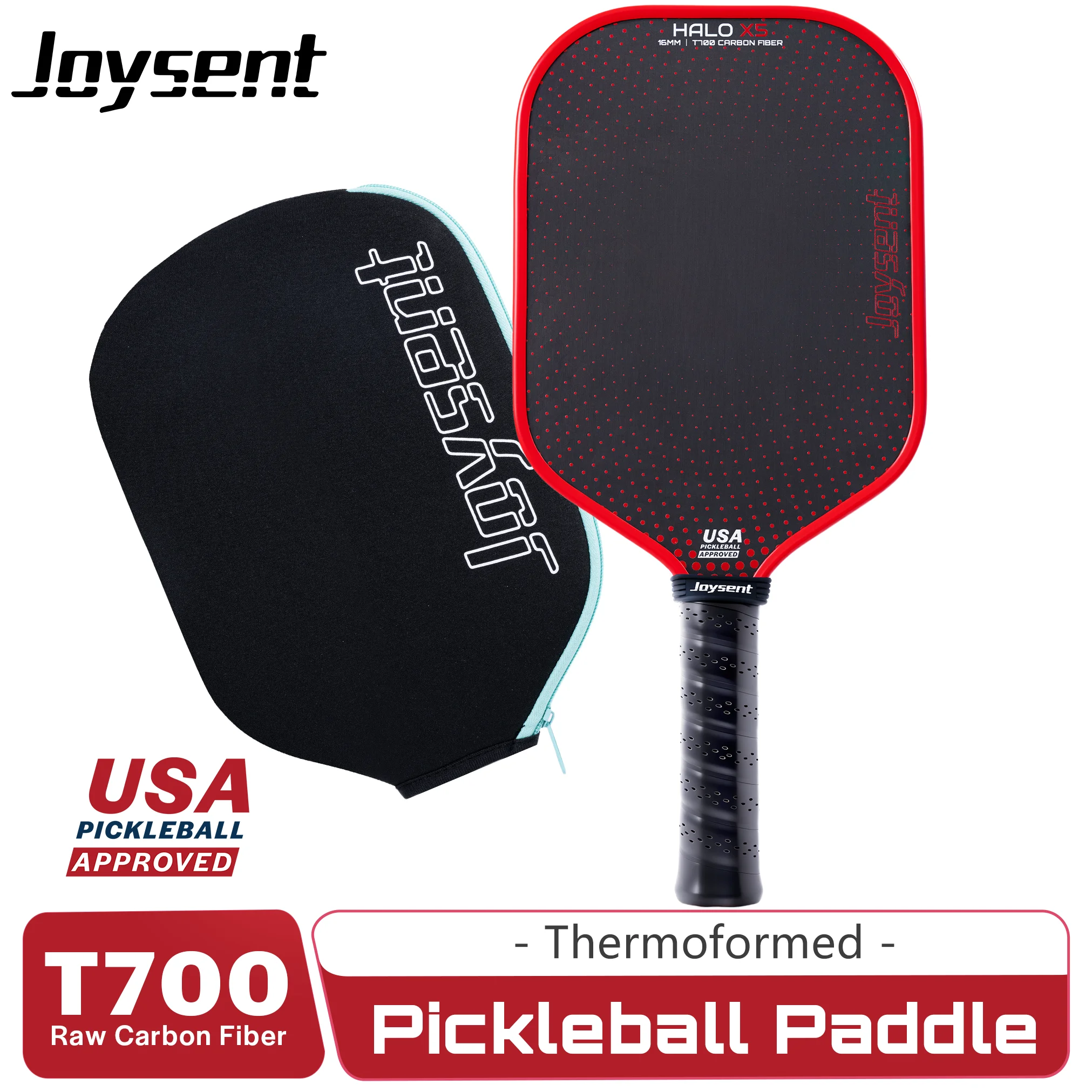 Joysent USAPA Pickleball Paddle Thermoformed T700 Raw Carbon Fiber Pickleball Racket PP HoneycombCore With Spin Textured Surface
