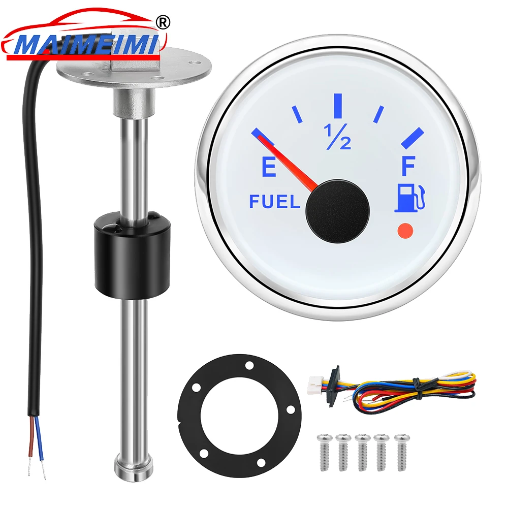240-33 OHM 52mm Fuel Level Gauge Waterproof Car Meter with 100-1000mm Sensor 7 Color Backlight Car Boat Marine Gauge