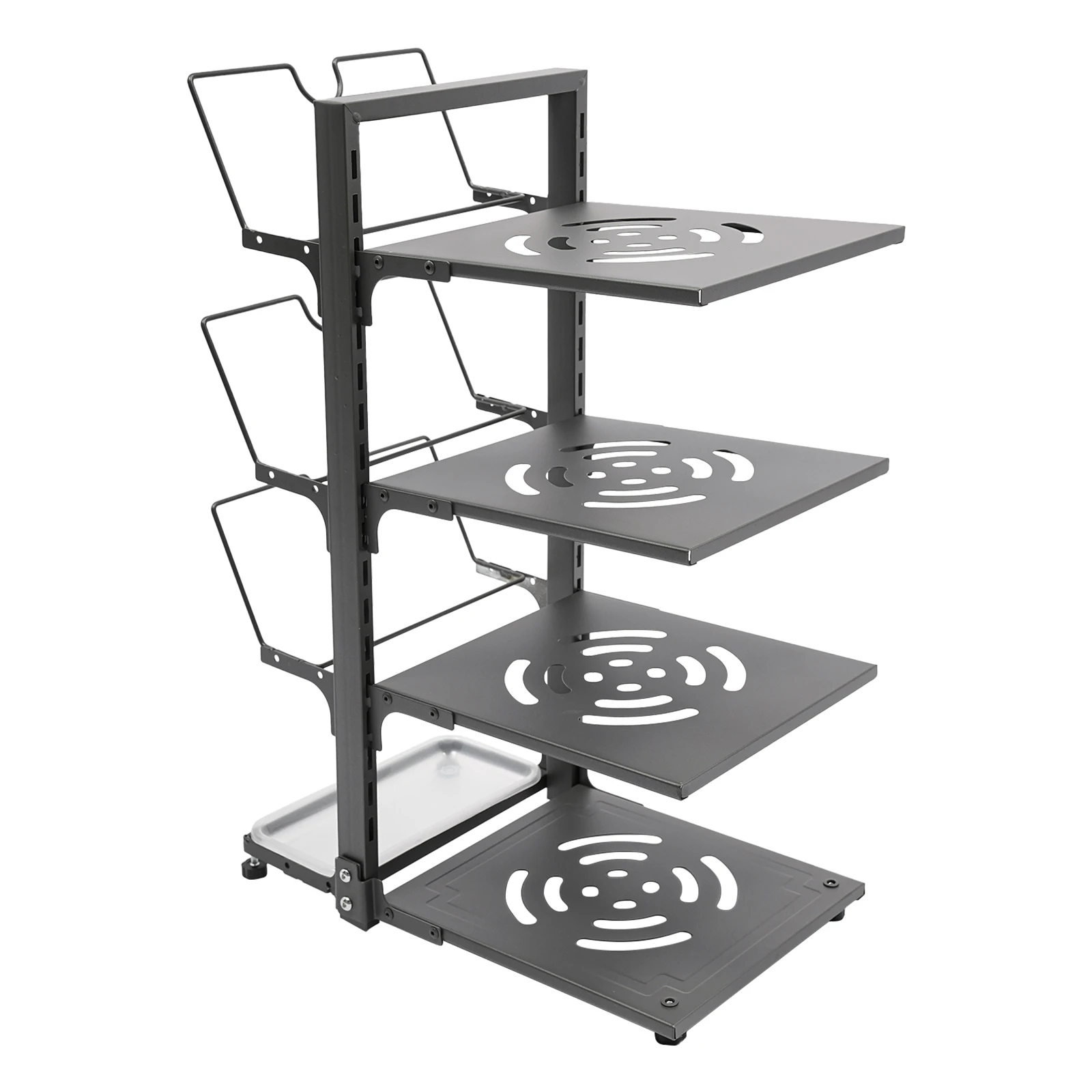 4-Tiers Pot and Pan Organizing Rack Kitchen Organizer Holder Grey/Black Space Saving