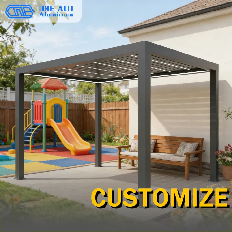 Pérgola retráctil eléctrica de aluminio con revestimiento en polvo personalizado, toldo, gazebo, parasol para exteriores, barbacoa, terraza, patio, jardín