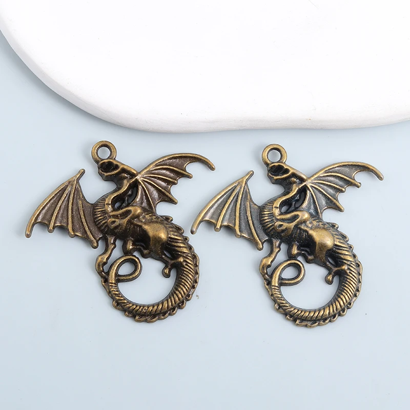 5pcs New Dragon Bronze Charms Great Animal Pendants For Making Handmade DIY Jewelry Accessories Crafts Findings Necklace