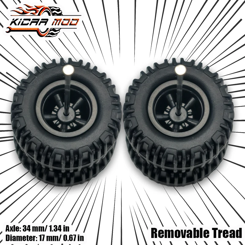 1/64 Modellauto-Räder mit Gummi-All-Terrain-Reifen, Fünf-Speichen-Umbauteile für Geländefahrzeuge, große Größe, 1 Set – Detail 6