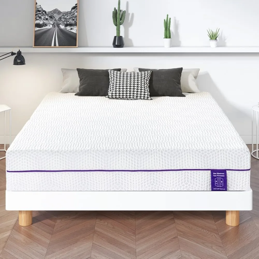 

8 Inch Queen Lavender Soft & Firm Dual Sides Flippable Mattress, Gel Infused Memory Foam Mattress,Bamboo Charcoal