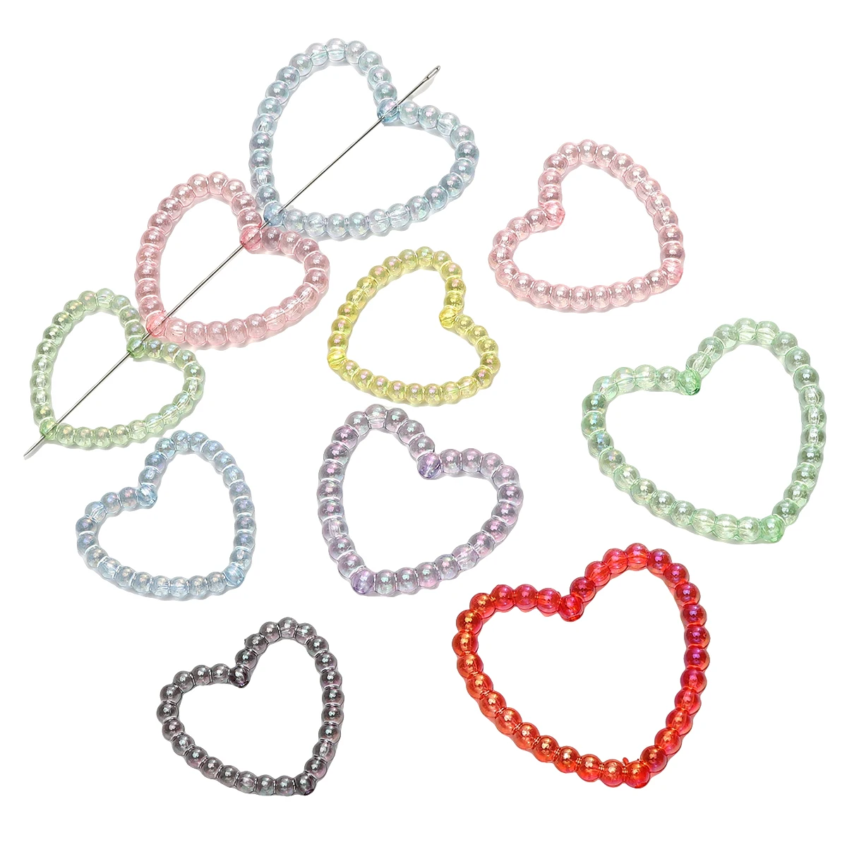 5/10pcs Heart Pendants Acrylic Hollow Decorative Beads For Jewelry Making DIY Necklace Earring Keychains ﻿Accessories