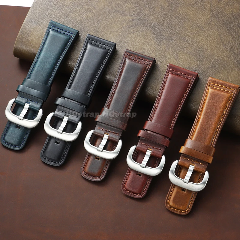 Retro Oil Wax Leather Watch Strap 28mm Premium Distressed Cowhide Band Durable Wristband for Casual Business Universal Bracelet
