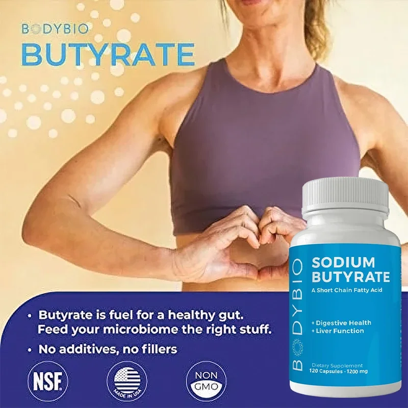 Sodium Butyrate Gut Health Supplement 120 Sodium Capsules - Helps Gut Health, Detox and Cleansing of The Liver, Digestive Health